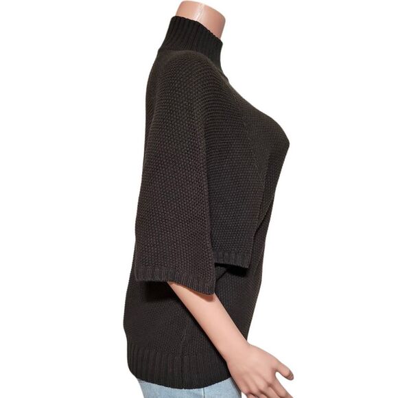 charcoal short sleeve bat wing knit jumper top M - Picture 3 of 5